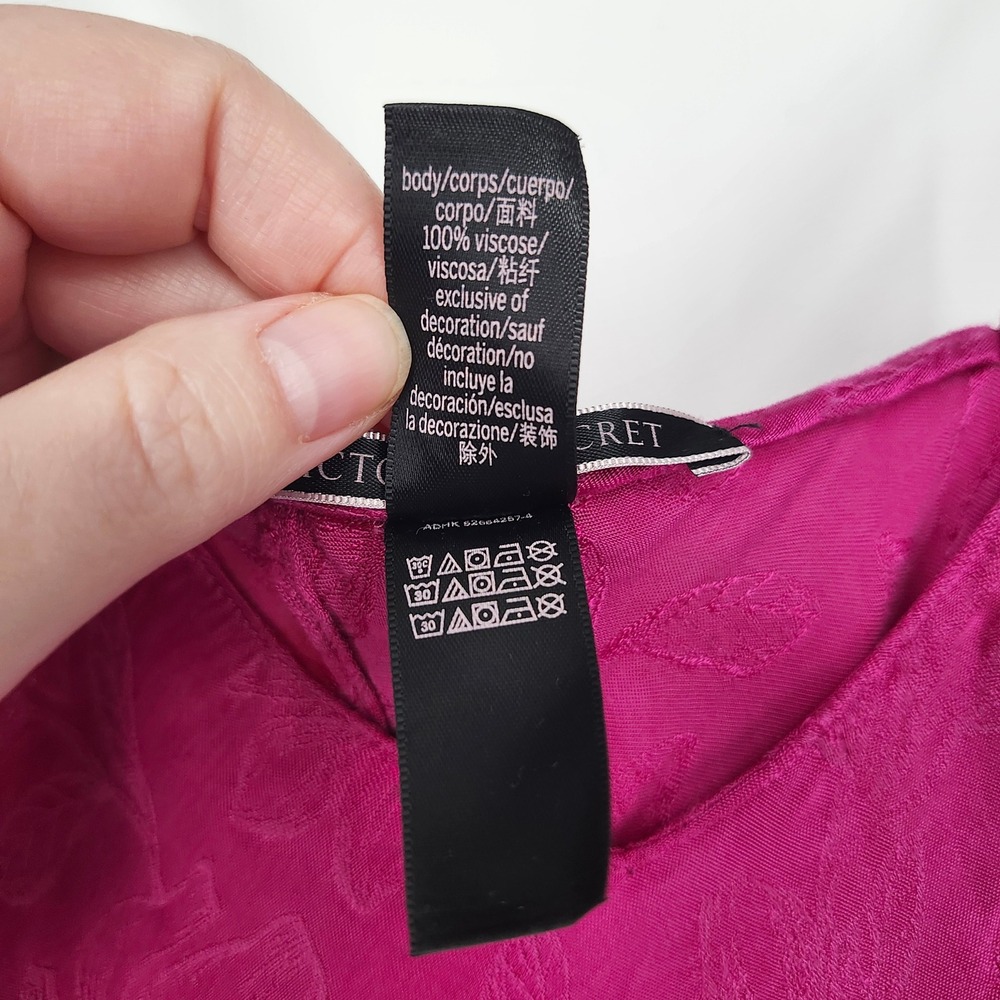 Victoria's Secret Satin Floral Camisole Top Medium Raspberry Pink Coquette - Picture 5 of 7